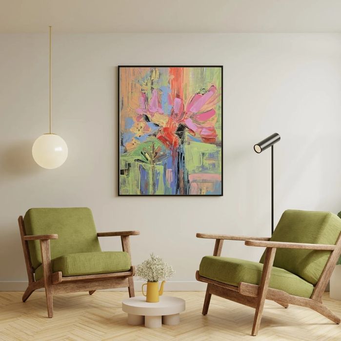 Tablou abstract 50×70 cm. Panza, acrilice