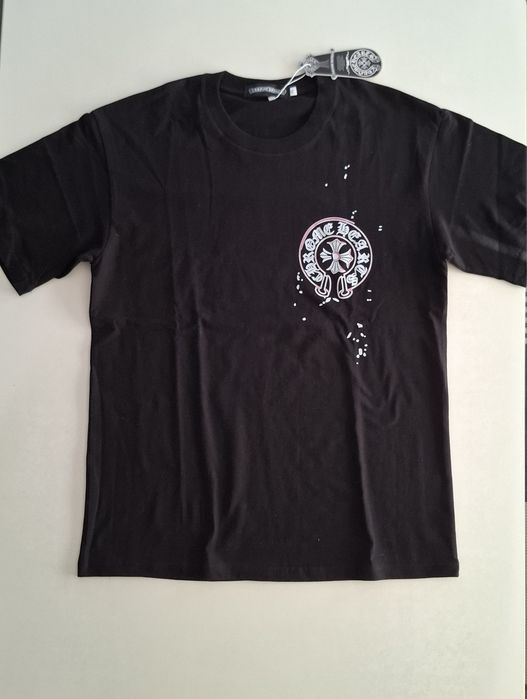 Tricou Chrome Hearts Negru, Print Alb-Roz, Marimea XL