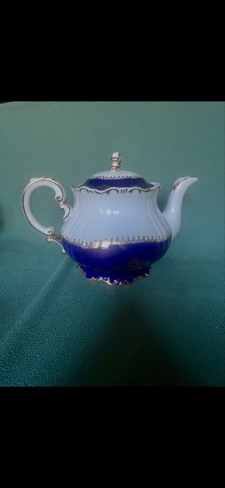 Serviciu de Ceai/Cafea Zsolnay Hungary - Pompadour III - Cobalt si Aur