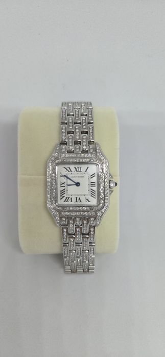 Ceas dama Cartier Panthere iced out diamante naturale