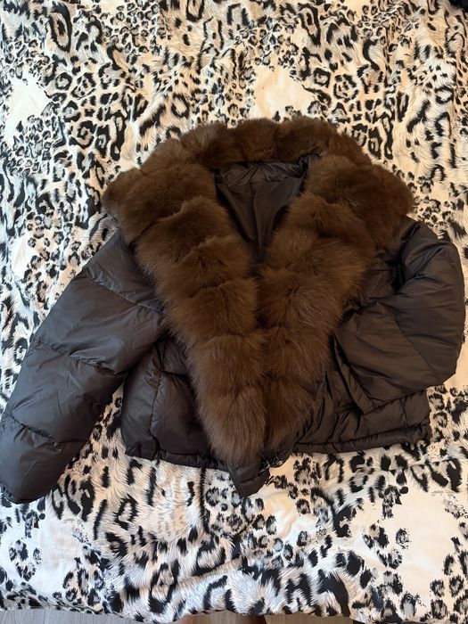 Geaca cu puf si guler blana naturala