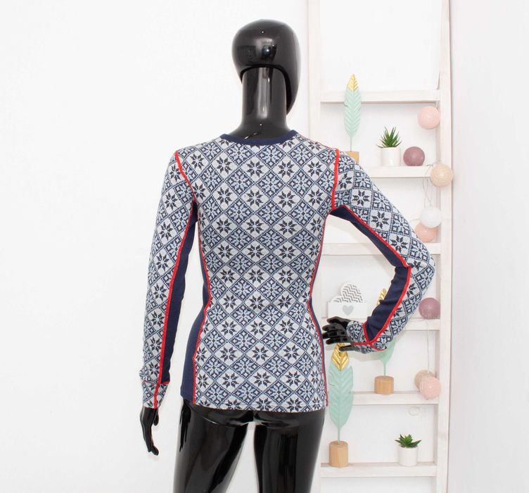 Kari Traa дамска блуза синьо сива термо бельо от мериносна вълна S