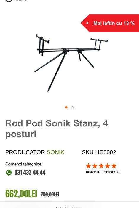 Rod Pod Sonik Stanz 4 posturi – stare foarte bună, husă originală