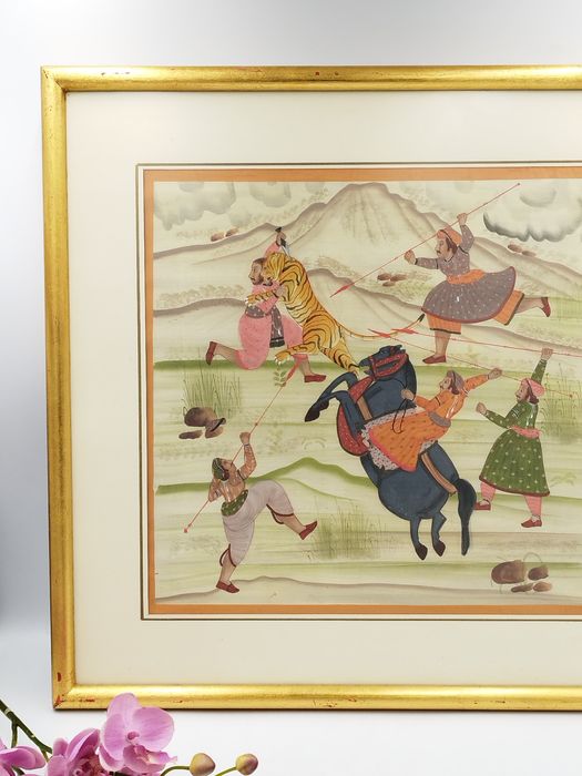 персийска миниатюра, изобразяваща ловна сцена, АНТИКВАРНА