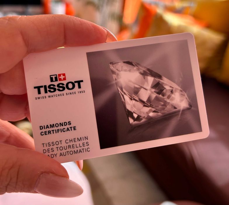 Дамски часовник TISSOT,Автоматиk ТИСОТ 32 диаманта, бял, сапфир стъкло