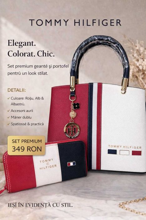 TOMMY HILFIGER - Geantă de lux + Portofel  Elegant - Accesori Premium Turcia