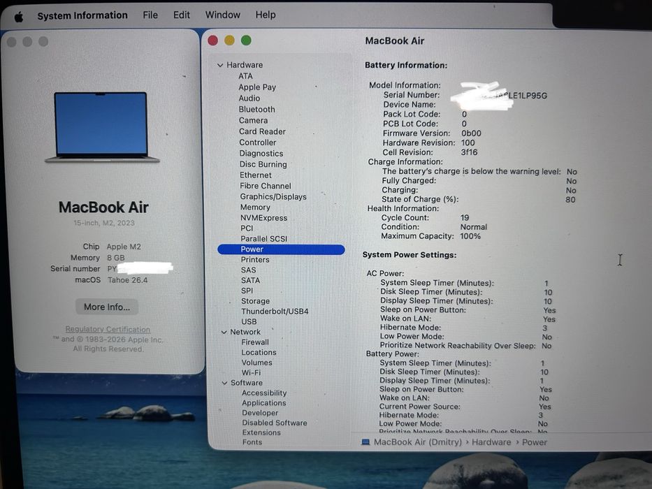 MacBook Air 15” M2 2023 / Baterie 100% / 19 cicluri / Ca nou