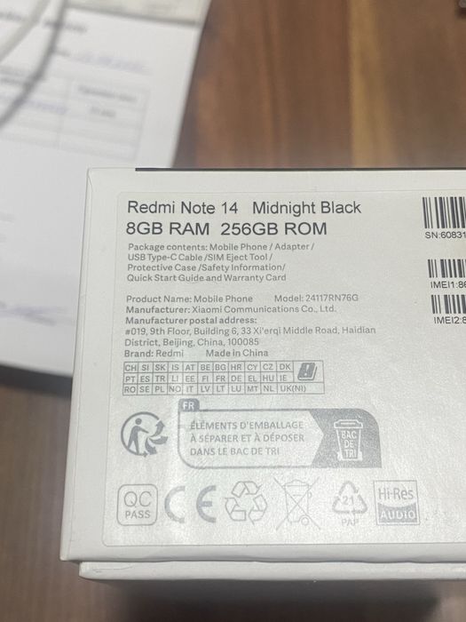 Redmi Note 14, RAM 8GB, ROM 256GB с гарантией