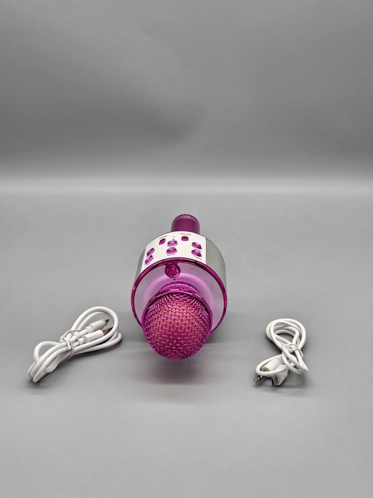 Безжичен караоке микрофон с вграден високоговорител – Розов