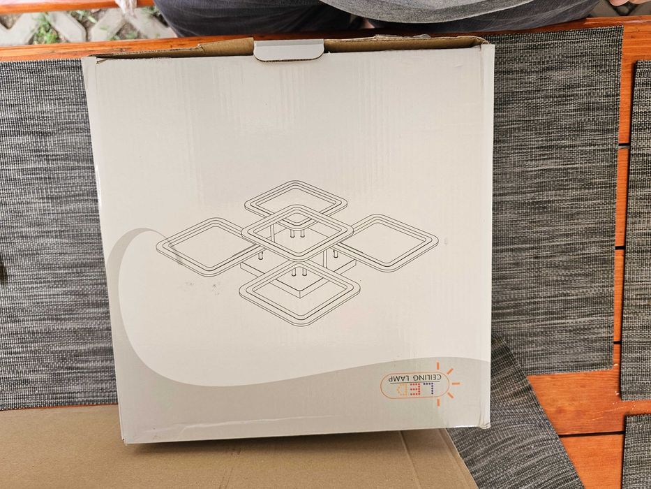 Lustră LED Comely 70W 7000LM, 5 pătrate, neagră, 6500K