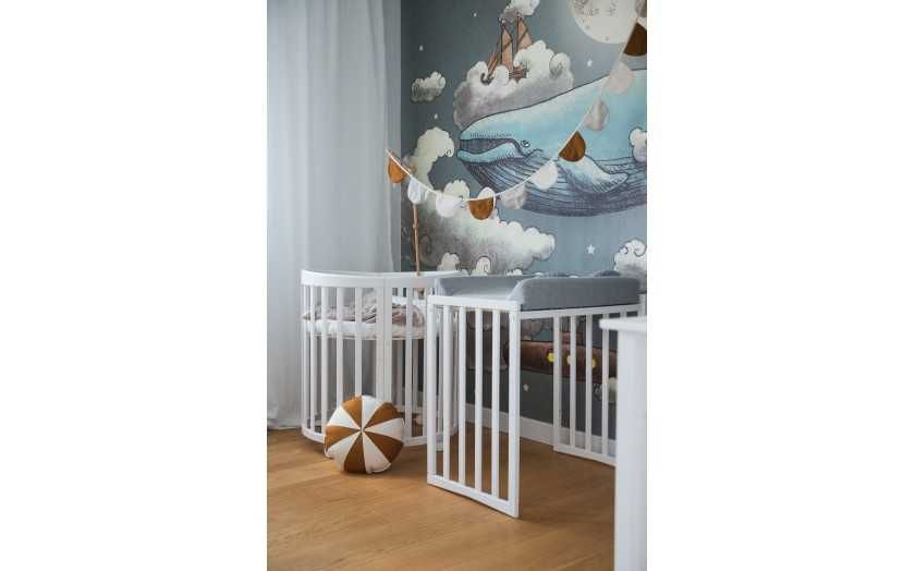 хит модел 2024 Кошара за Бебе Смарт 7в1 Овал, Детско Легло 0-10 г Бяла