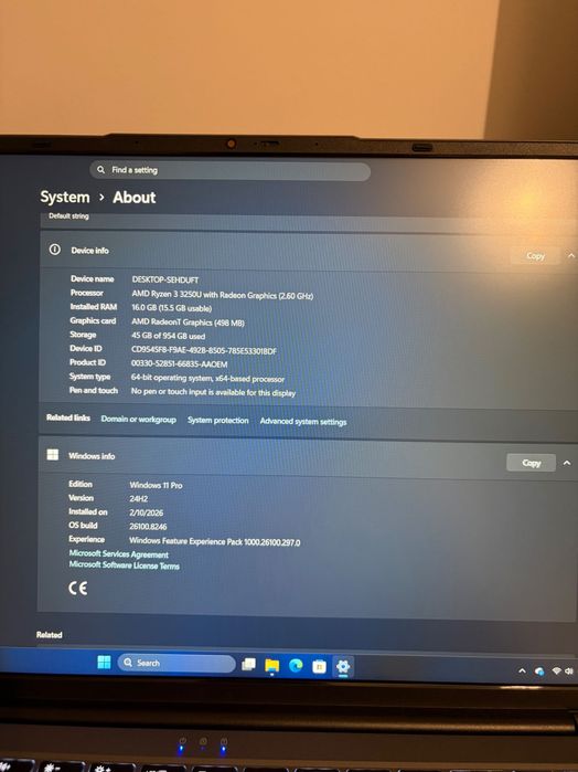 Vand laptop gaming Auusda 16’’ Win 11, Ryzen 3, 16 gb RAM, 1 tb SSD, AMD Radeon 512 mb, nou garantie 2 ani emag!