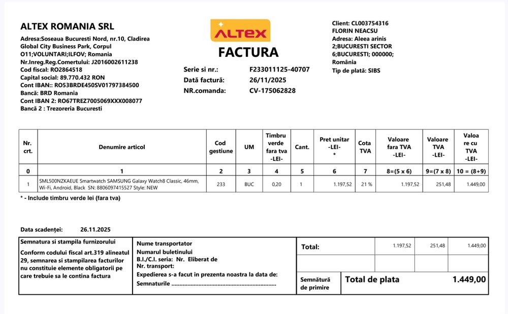 Samsung galaxy watch 8 classic GARANTIE 2 ANI
