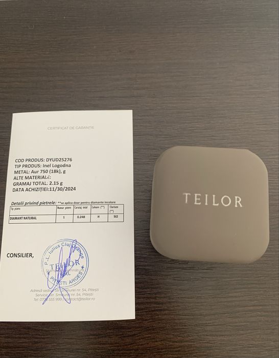 Inel logodna aur 18k cu diamant natural 0.25ct- TEILOR -