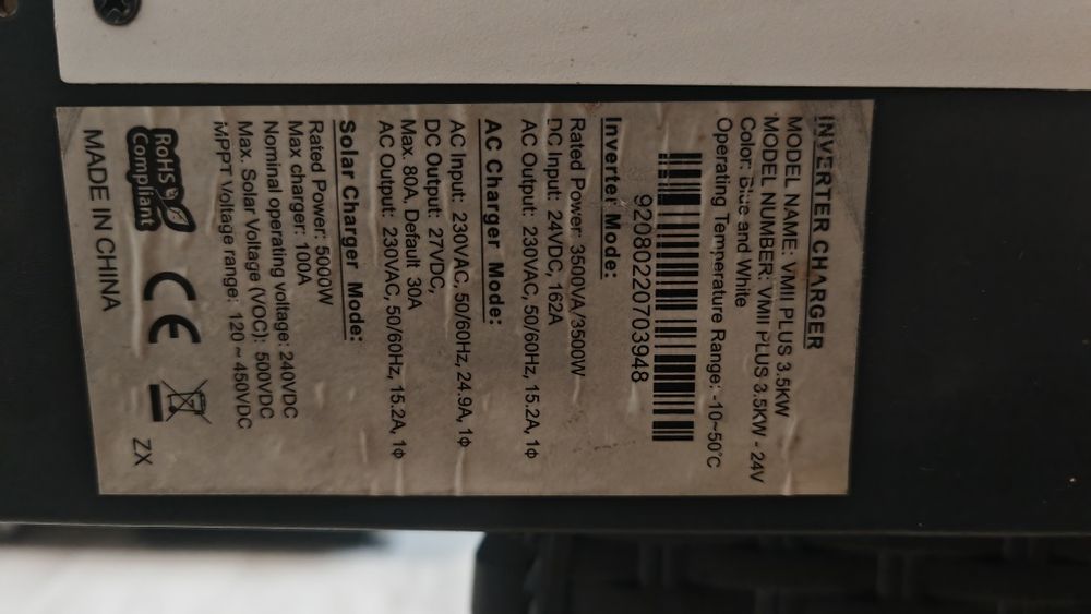 Vand Inverter Sunmart de 3.5kw 24v, doua baterii de 200 amperi 12v fi