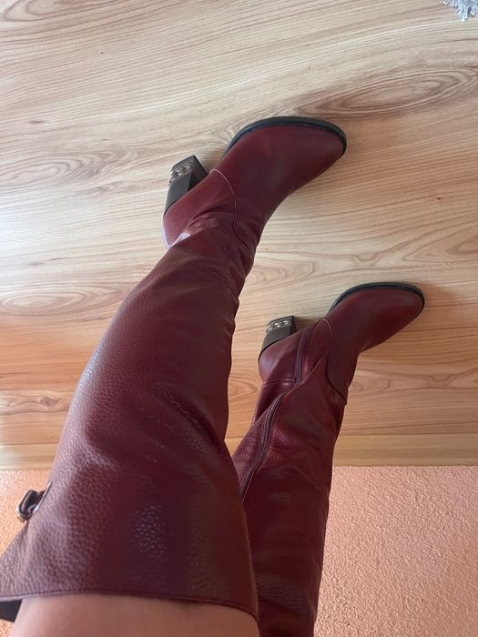 Кожени ботуши в бордо