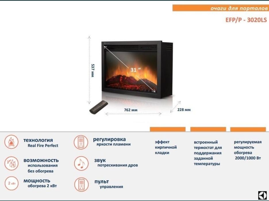 Электрический камин / обогреватель ELECTROLUX EFP/P-3020 LS в Ташкенте