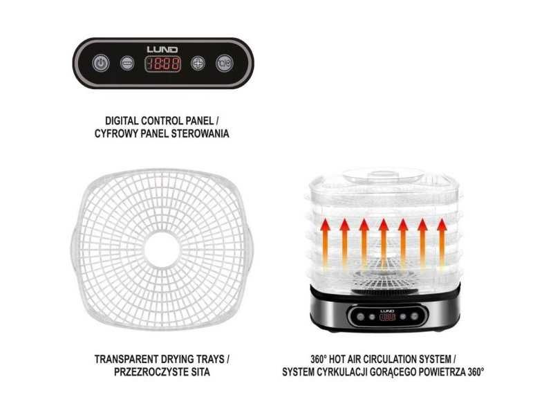 Уред за сушене на храна (дехидратор) LUND, таймер, 5 нива, 500 W