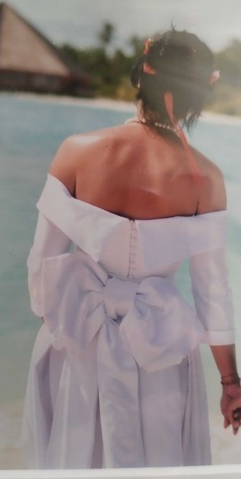 2 визии в 1 булчинска рокля: миди + 3м шлейф с огромна панделка + воал