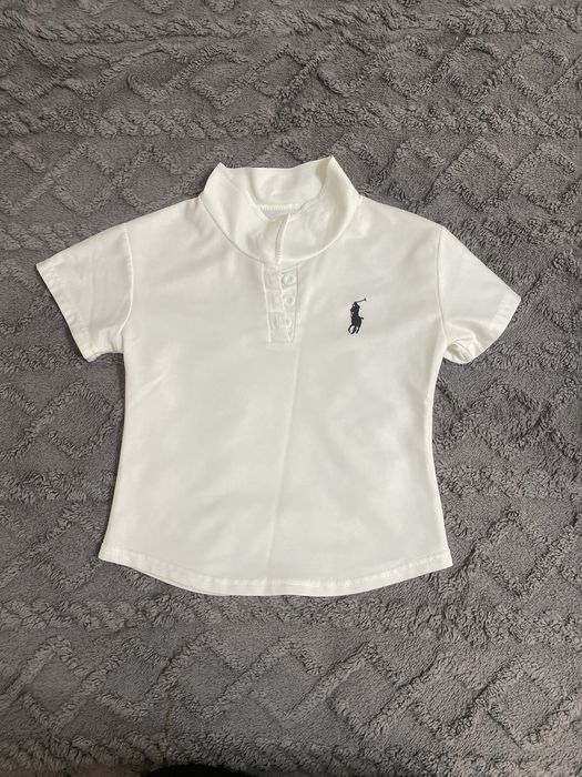 белая, женская рубашка polo