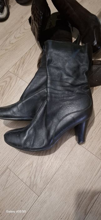 Сапоги кожаные черные