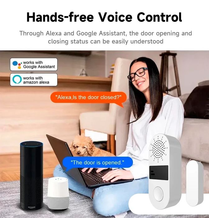 Tuya WiFi сензор за врата/прозорец с опция 130dB звукова аларма