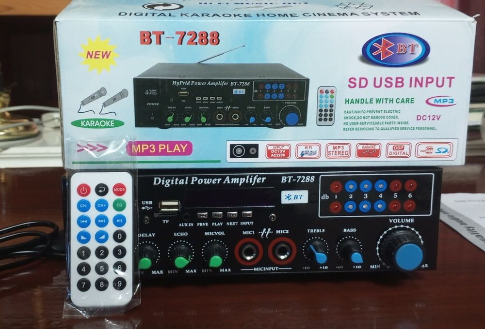НОВЫЙ Цифровой Bluetooth-усилитель Teli BT-7288 с караоке