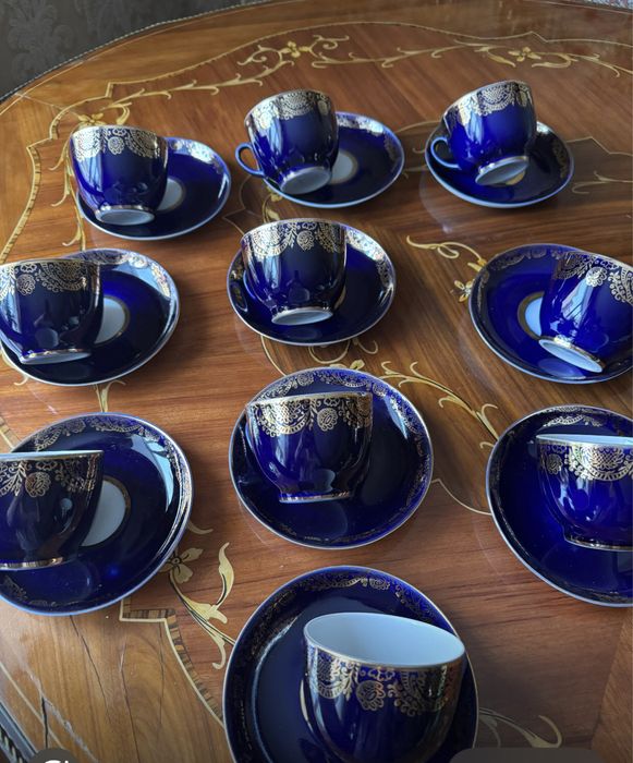 Сервиз чайные пары. Кобальтовые
