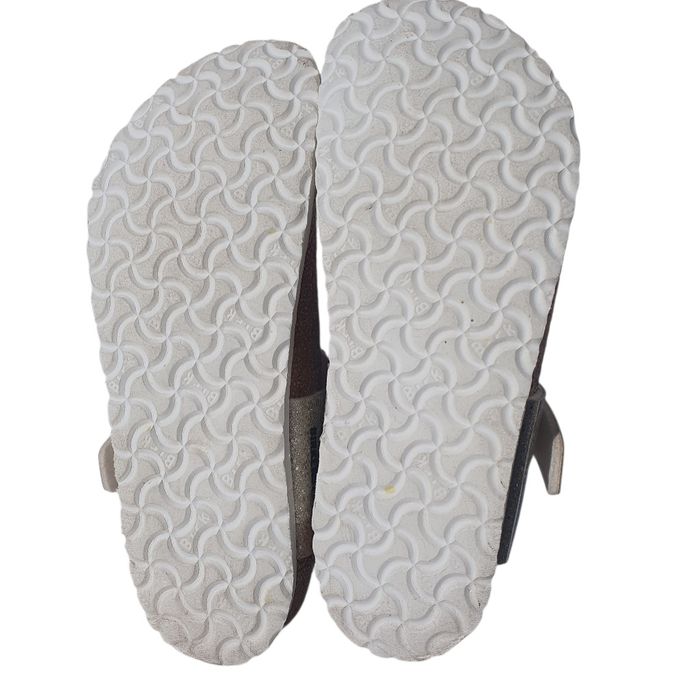 Papuci 31 Birkenstock Gizeh fete, sandale cu bareta intre degete, argintiu cu sclipici