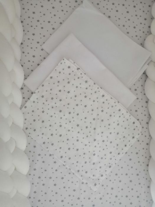 Lenjerie bebelusi alb/gri cu ursulet si stelute