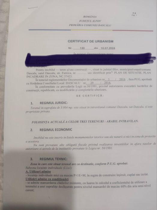 De vânzare teren – Comuna Dascălu, jud. Ilf