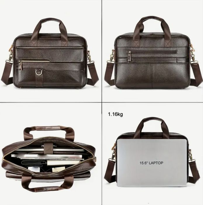 Мъжка универсална бизнес чанта за лаптоп15”/Естест. кожа -11% Промоция