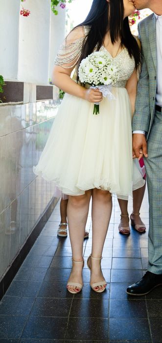 Rochie ivory cu paiete pentru cununie/botez