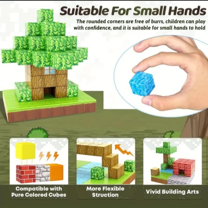 164 бр. Магнитни строителни кубчета/блокчета тип Mine