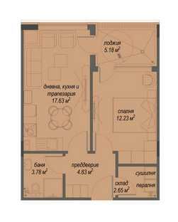 Двустаен апартамент в ж.к. Малинова долина