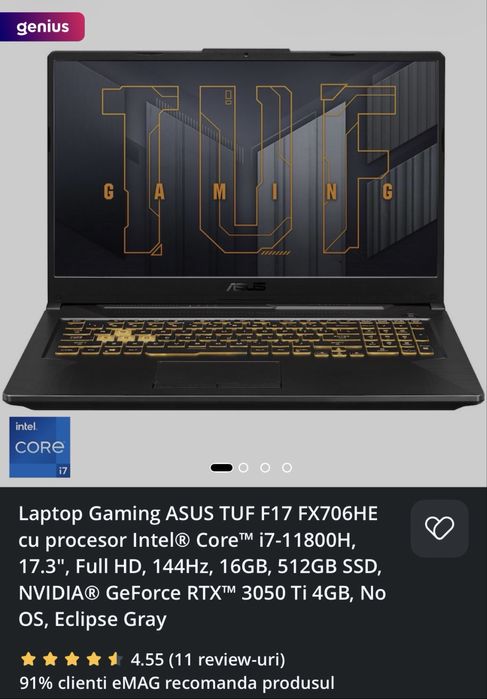 Laptop Gaming | i7-11800H | RTX 3050 Ti