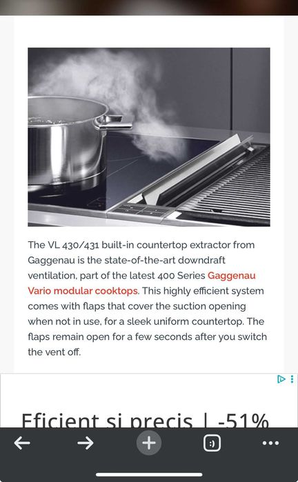 Reducere  50% Hota Incorporabila de blat Gaggenau 50 cm, noua