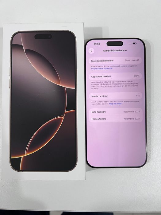 Iphone 16 pro max gold 256 gb cu 90% baterie