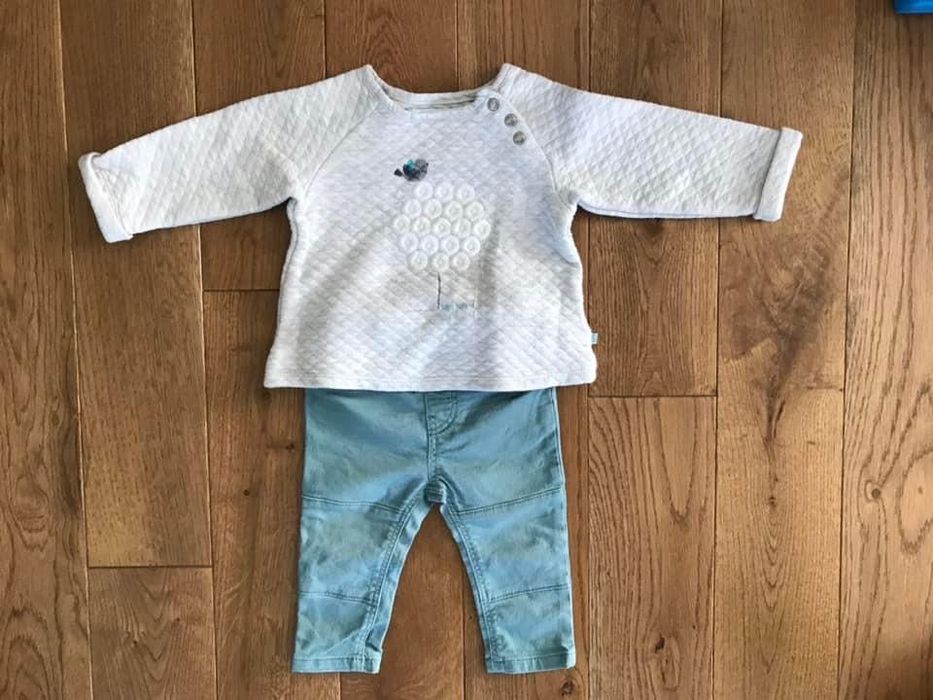 Комплект дънки и ватирана блуза 74