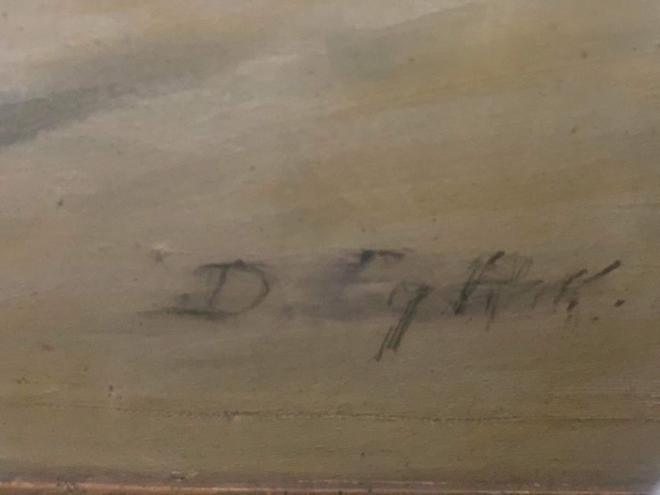 Tablou cu 2 cai casa taraneasca