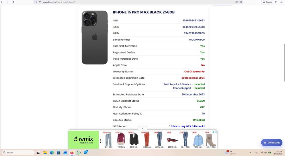 iPhone 15 pro max 256gb, impecabil