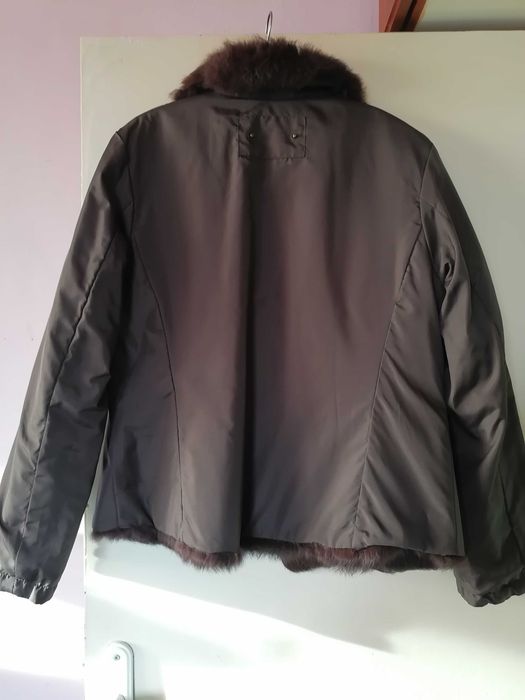 Късо зимно яке с две лица естествена кожа