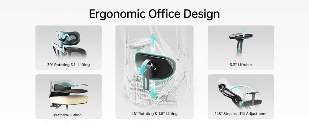 НОВ - Hbada P3 Ergonomic Office Chair – Офис стол с 2D лумбална опора, регулируем подглавник и подлакътници