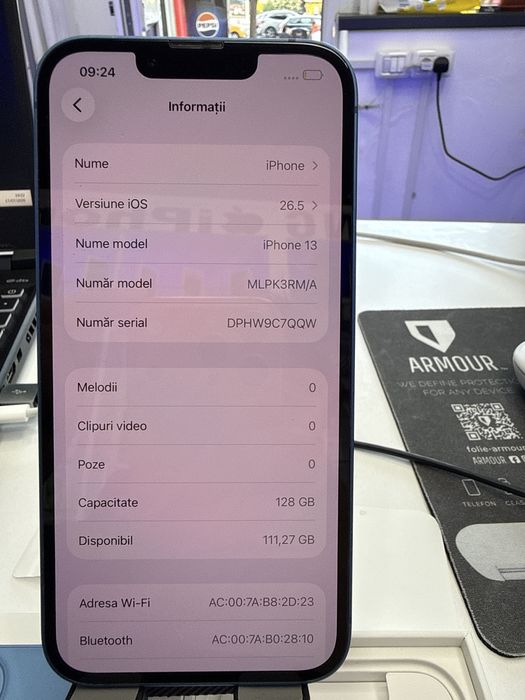 Iphone 13 128Gb, 97% baterie Full Box Intretinut