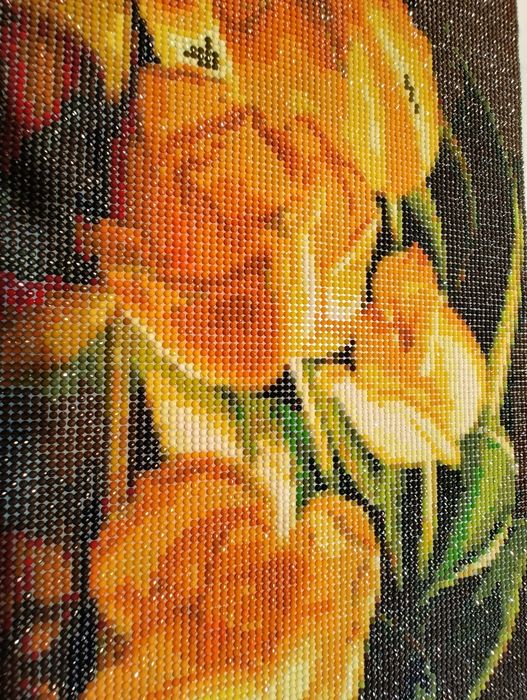 Ръчно изработен диамантен гоблен с лалета