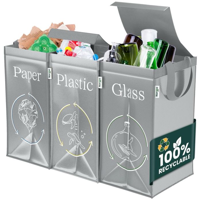 Set 3 saci pliabili pentru colectare selectiva deseuri
