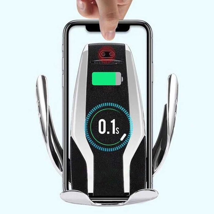 Поставка за телефон с вградено безжично зарядно за кола Smart sensor s