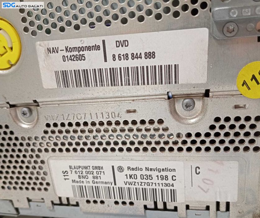 Radio CD DVD Player Navigație GPS Volkswagen Golf 5 2004 - 2008 Cod 1K0035198C 8618844888 0142605 7612002071 [M3792]