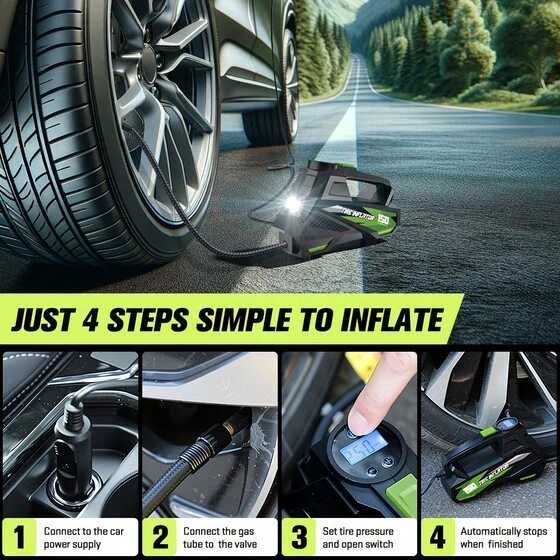 Compresor universal auto moto portabil, CARSUN, 12V, 150PSI, digital