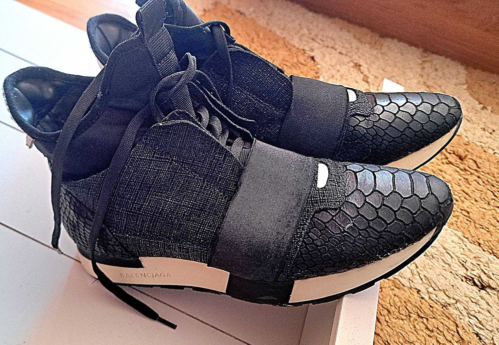 Дамски обувки Balenciaga 39 номер ,кожа и плат ,черни ,бяла подметка